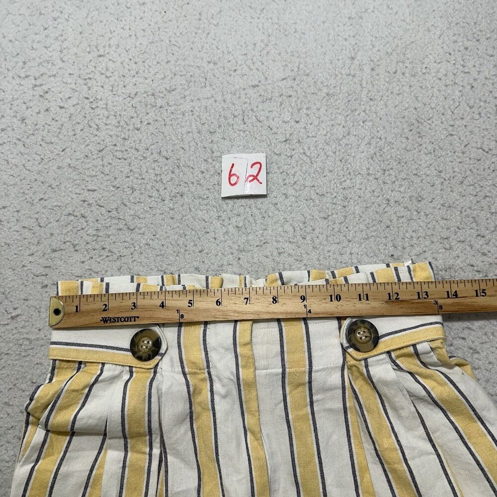 Top Shop Women's 8 Summer Striped Yellow White High Waisted Trouser Pants Linen - Picture 9 of 12